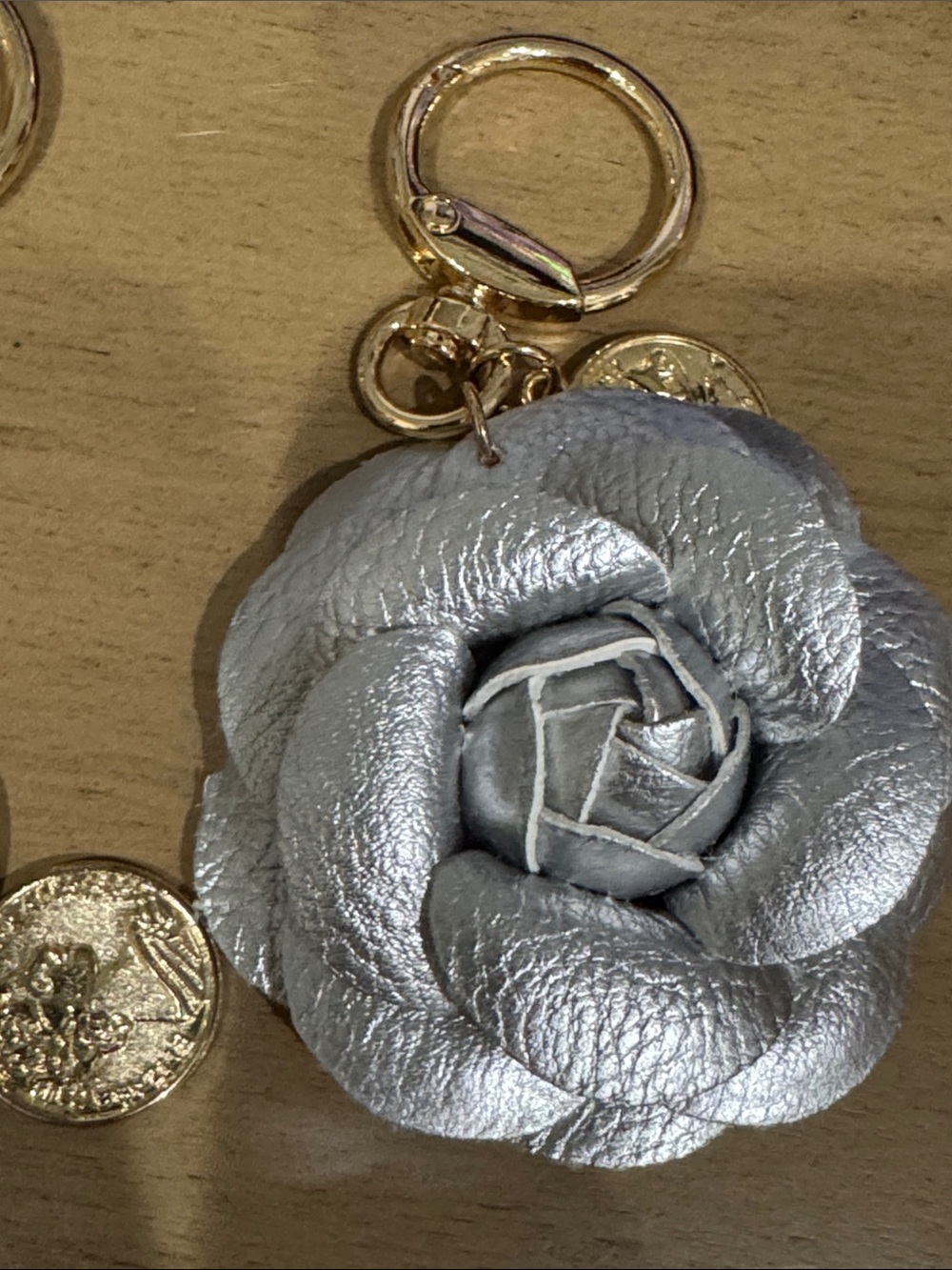 Leather Flower Keychain -White or Silver- PICK ONE other 2 sold - Picture 4 of 5